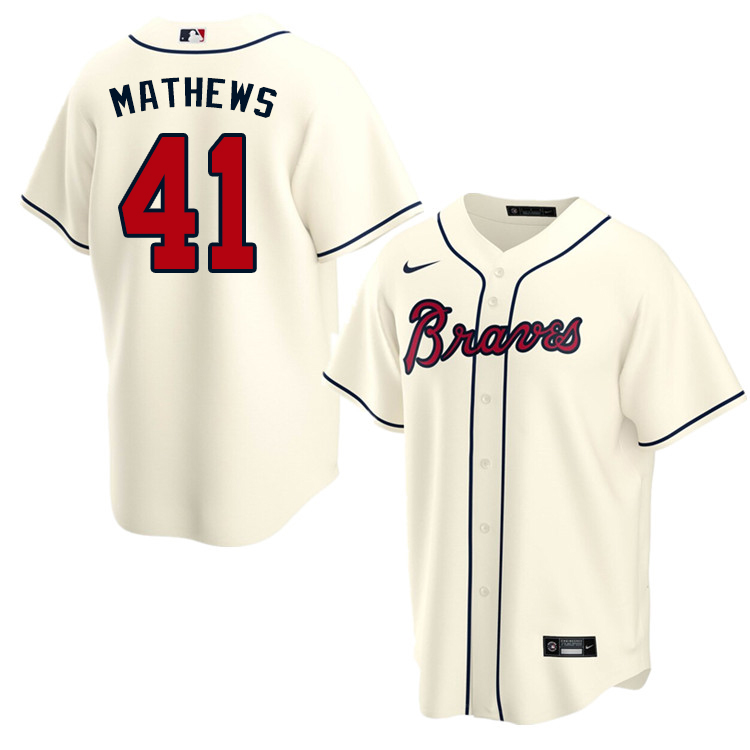 Nike Men #41 Eddie Mathews Atlanta Braves Baseball Jerseys Sale-Cream